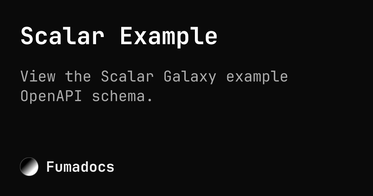 Scalar Example | Fumadocs